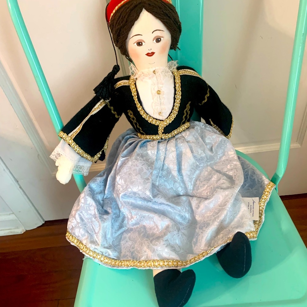 Handmade Greek Folk Costume Fabric Doll